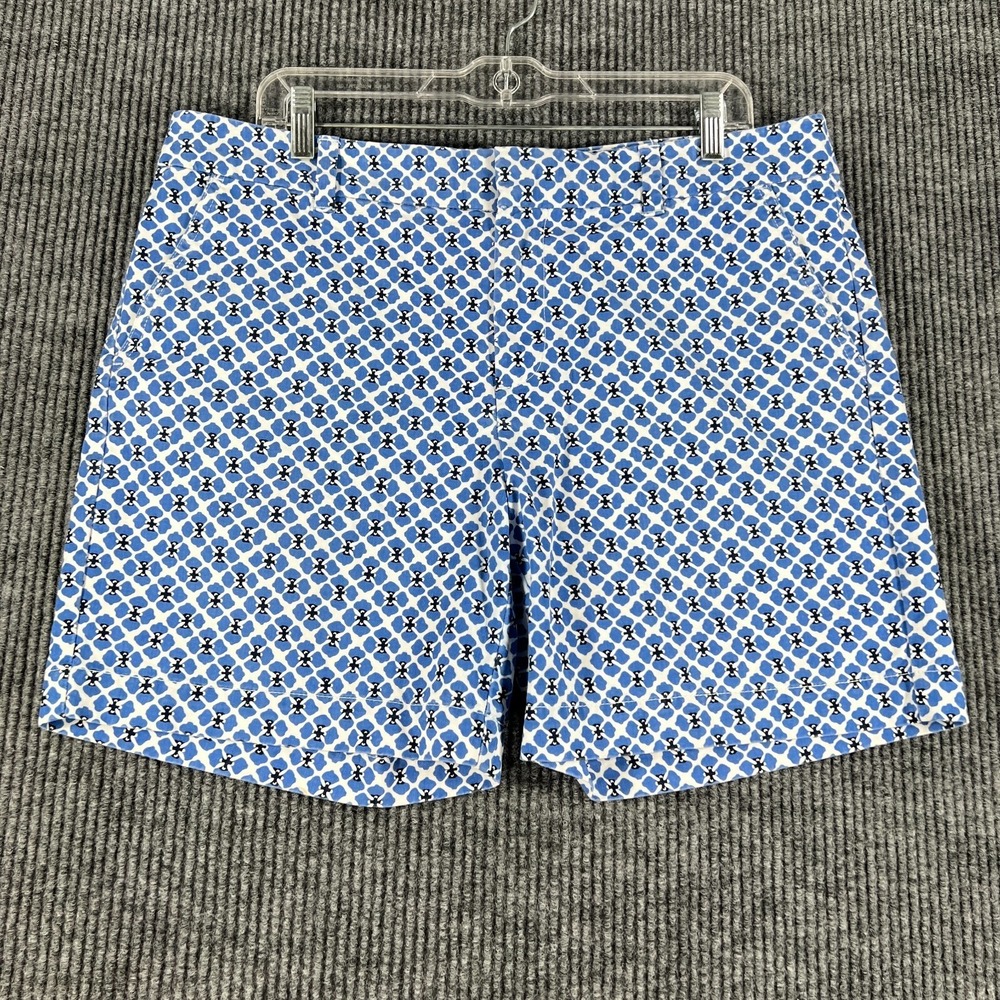 Tommy Hilfiger Womens Shorts 12 Blue Geometric Chino 100%โ Cotton Lightweight